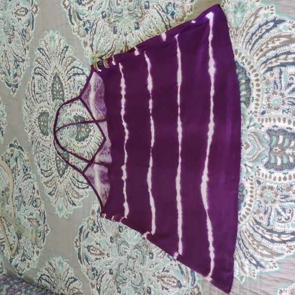 Tie Dye Beaded Express Purple Tank - Picture 4 of 6
